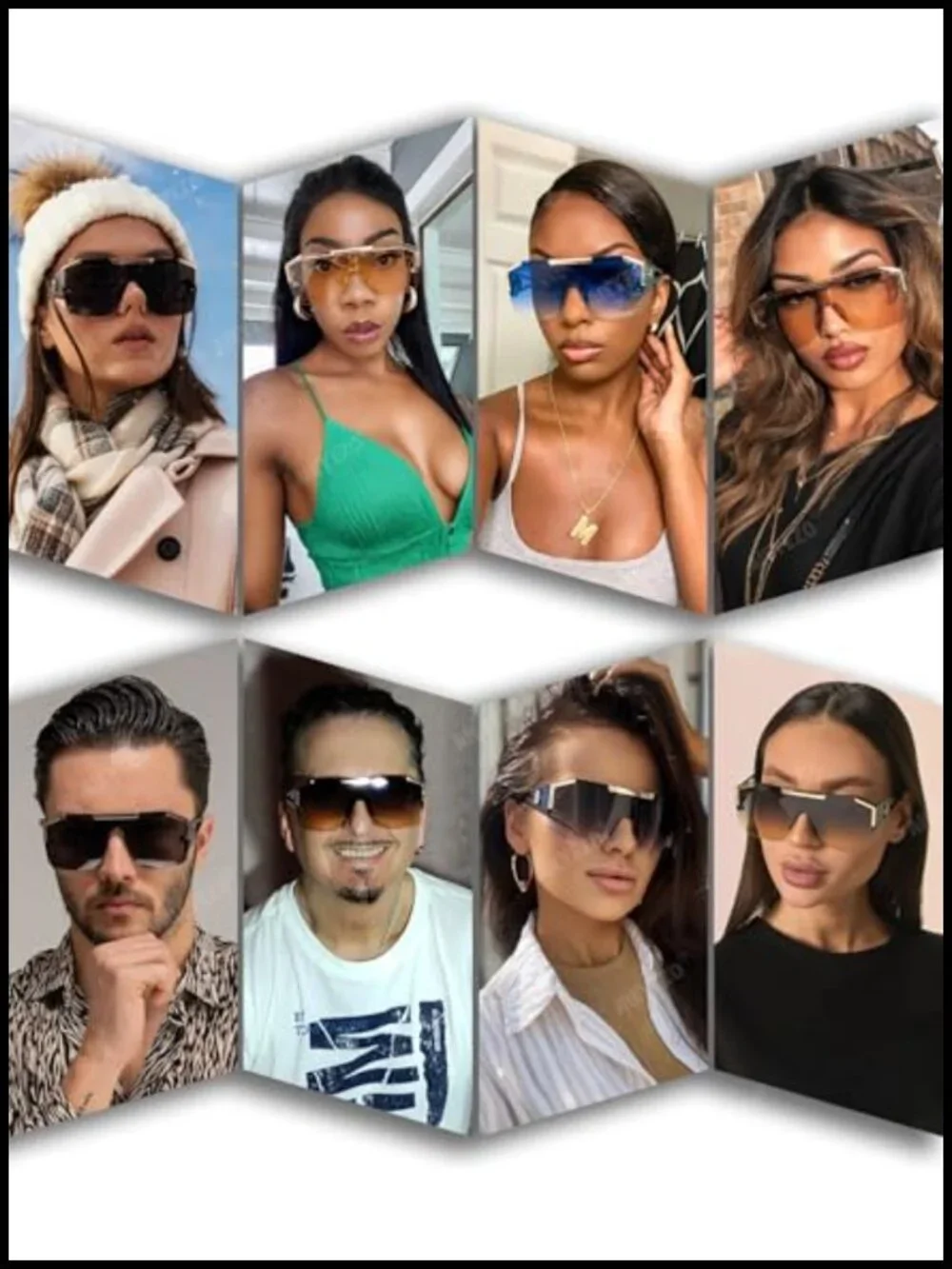Square Oversized Sunglasses Flat Top Shield One Lens Metal Frame